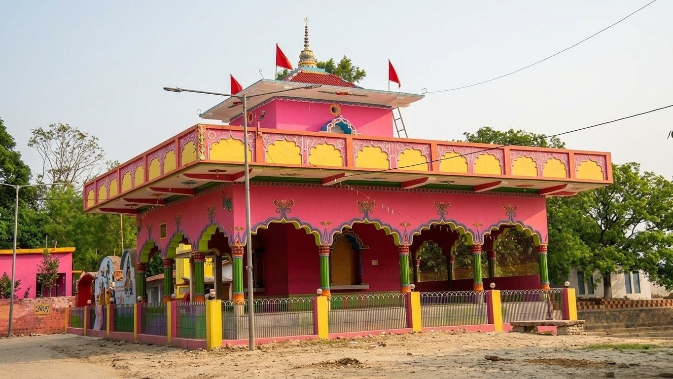 Front view of Ahilya Asthan Temple, Bihar, India