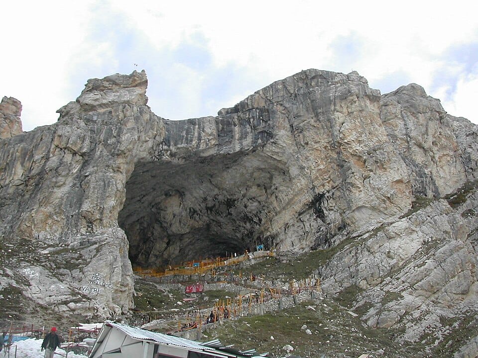 Front view of Amarnath Cave Temple, Jammu & Kashmir, India