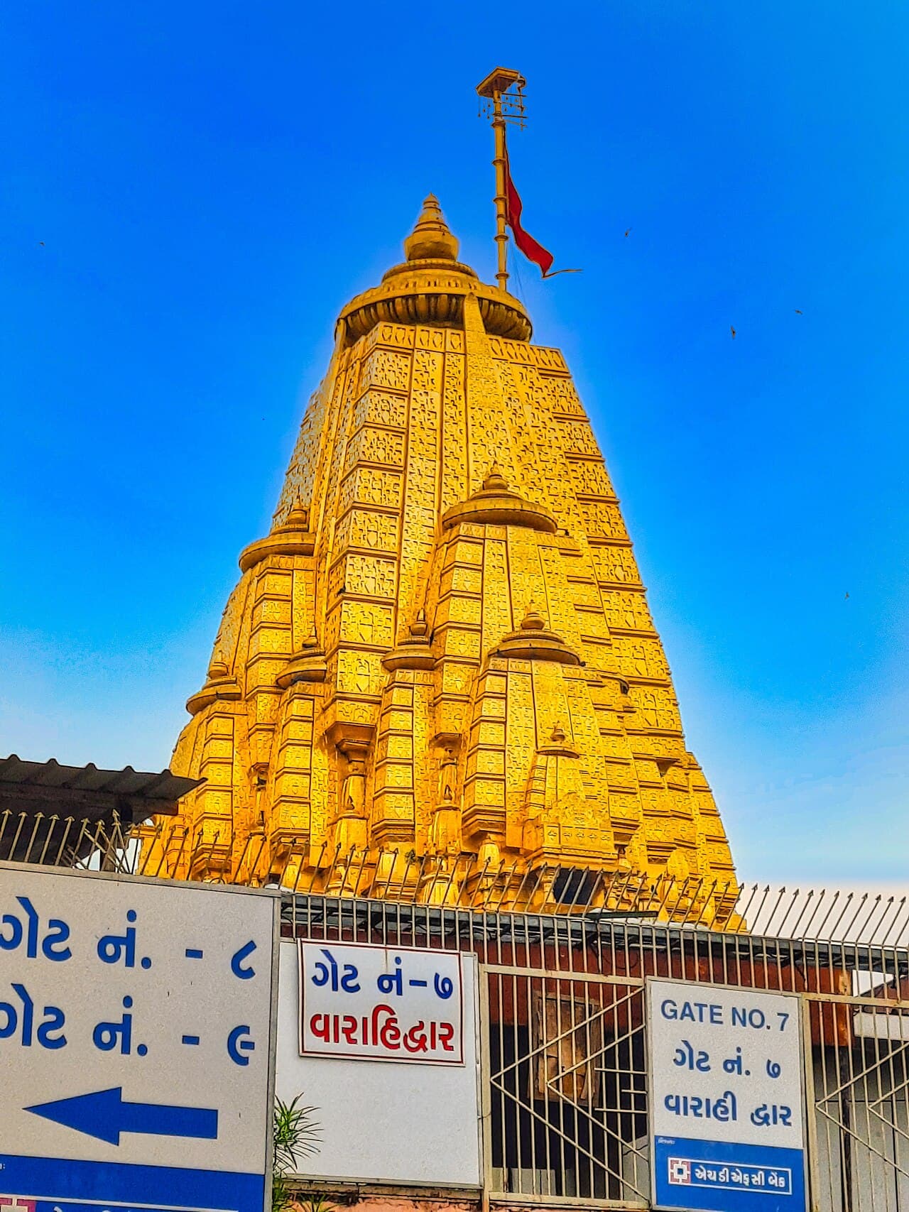 Ambaji Temple white marble structure with 103-foot gold-plated shikhara, Banaskantha, Gujarat