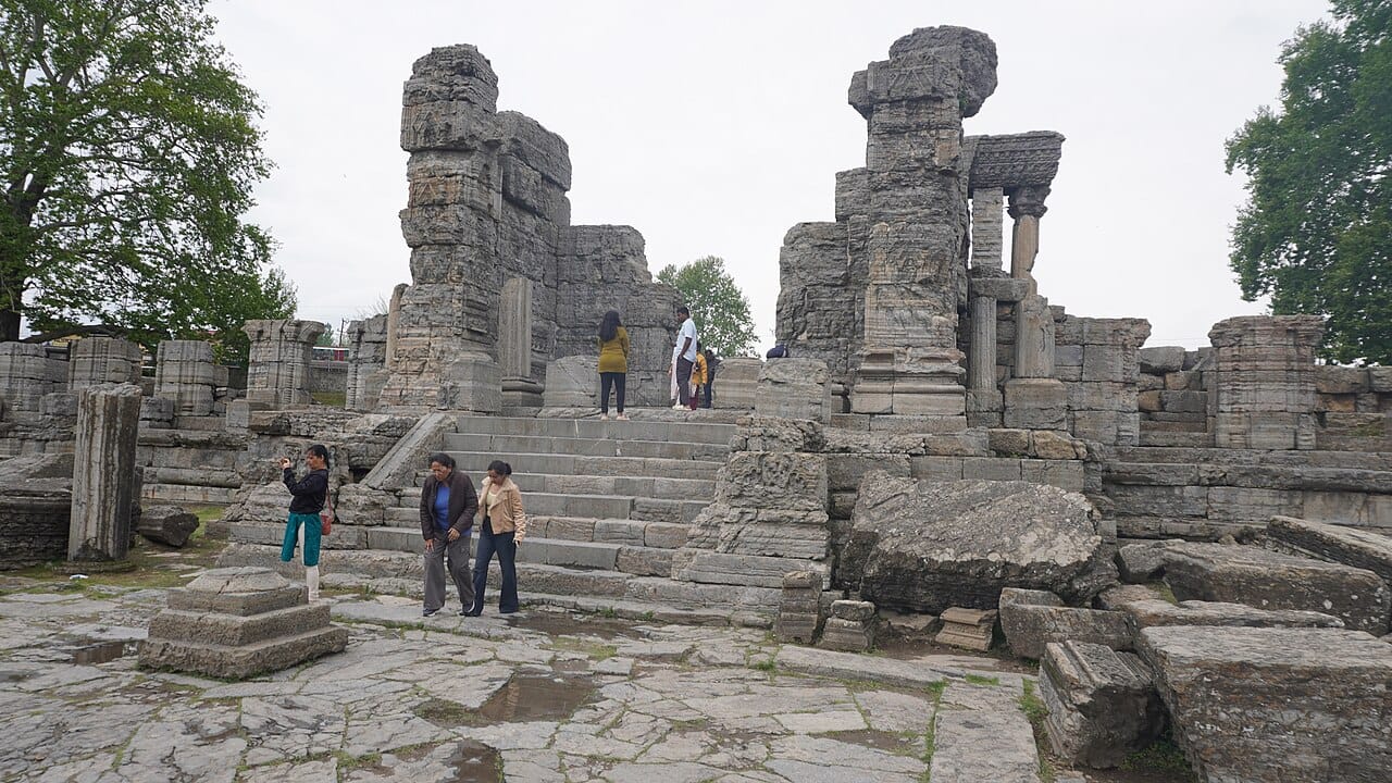 Front view of Avantiswami Temple Ruins, Jammu & Kashmir, India