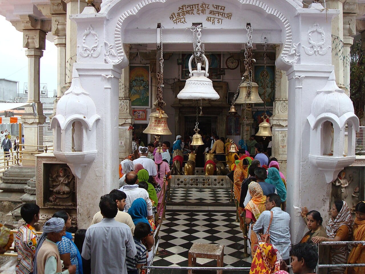 Front view of Bajreshwari Devi Temple, Himachal Pradesh, India