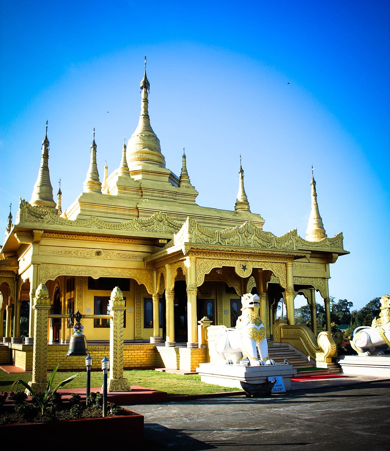 Front view of Golden Pagoda, Arunachal Pradesh, India