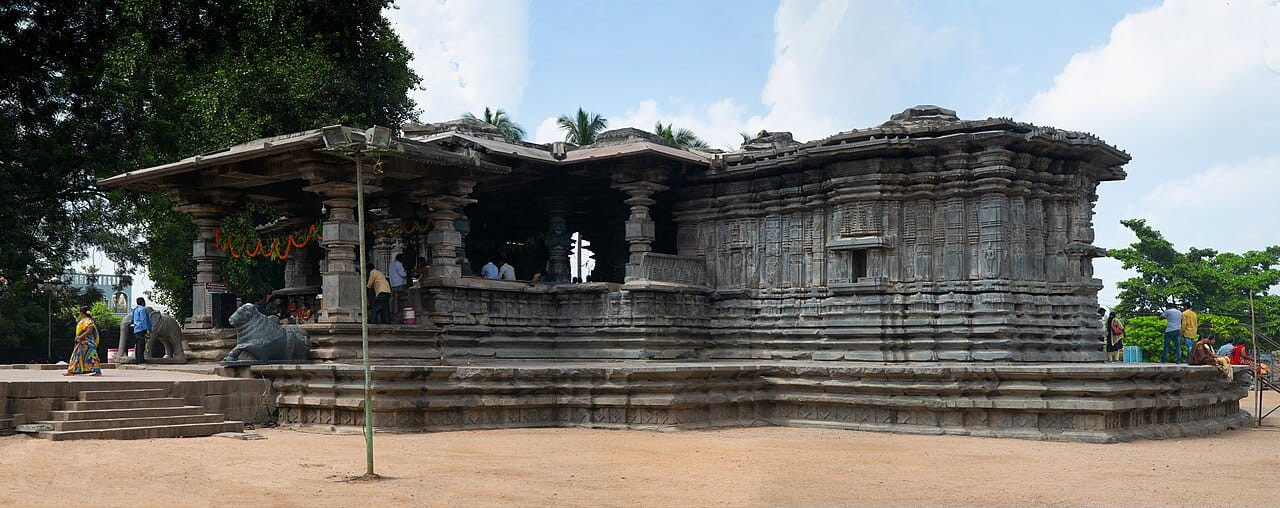 Front view of Thousand Pillar Temple, Telangana, India
